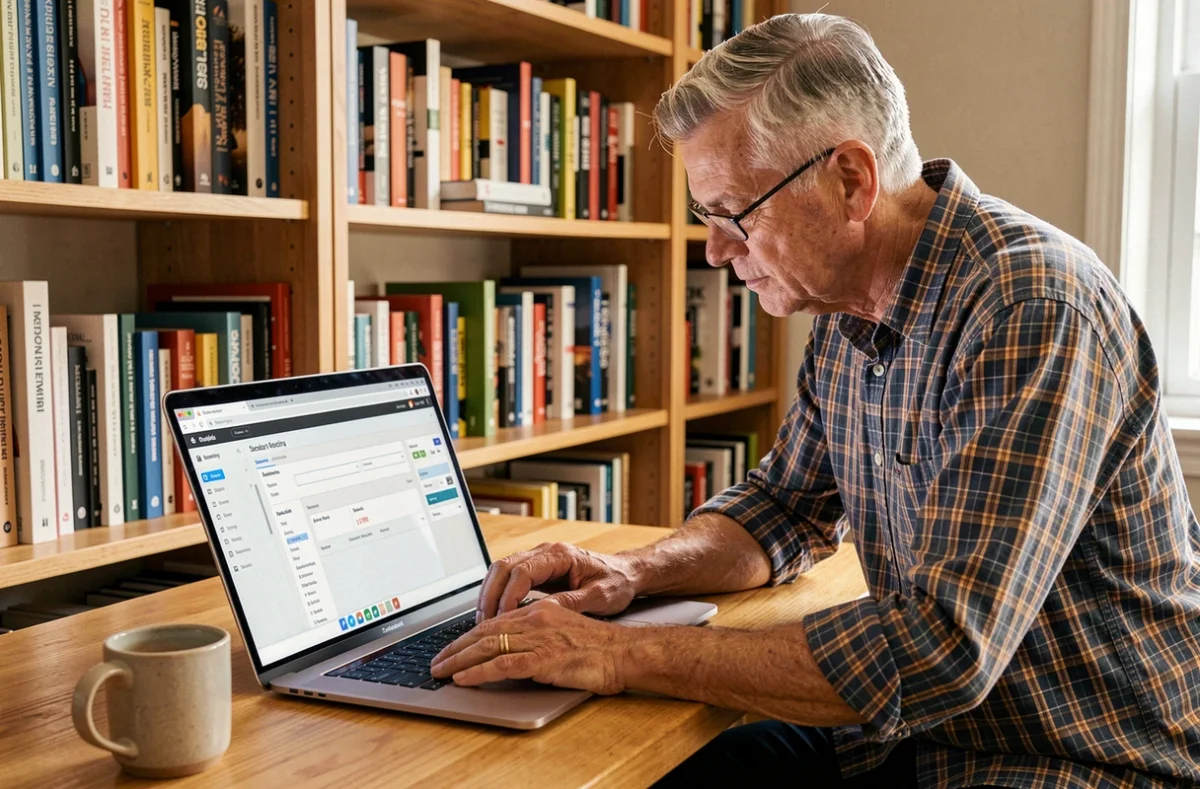 Homme en télétravail utilisant un logiciel de soumission automatisée pour améliorer le référencement naturel de son site web